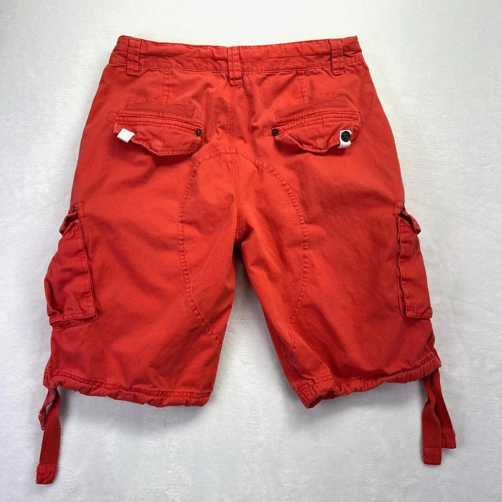 Coogi Cargo Shorts Mens 34 Red Streetwear Y2K‎ Embroidered Logo Baggy Cotton